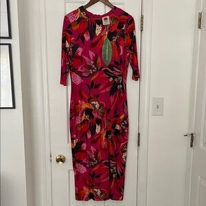 NWT Farm Rio Floral Pink Midi Dress
